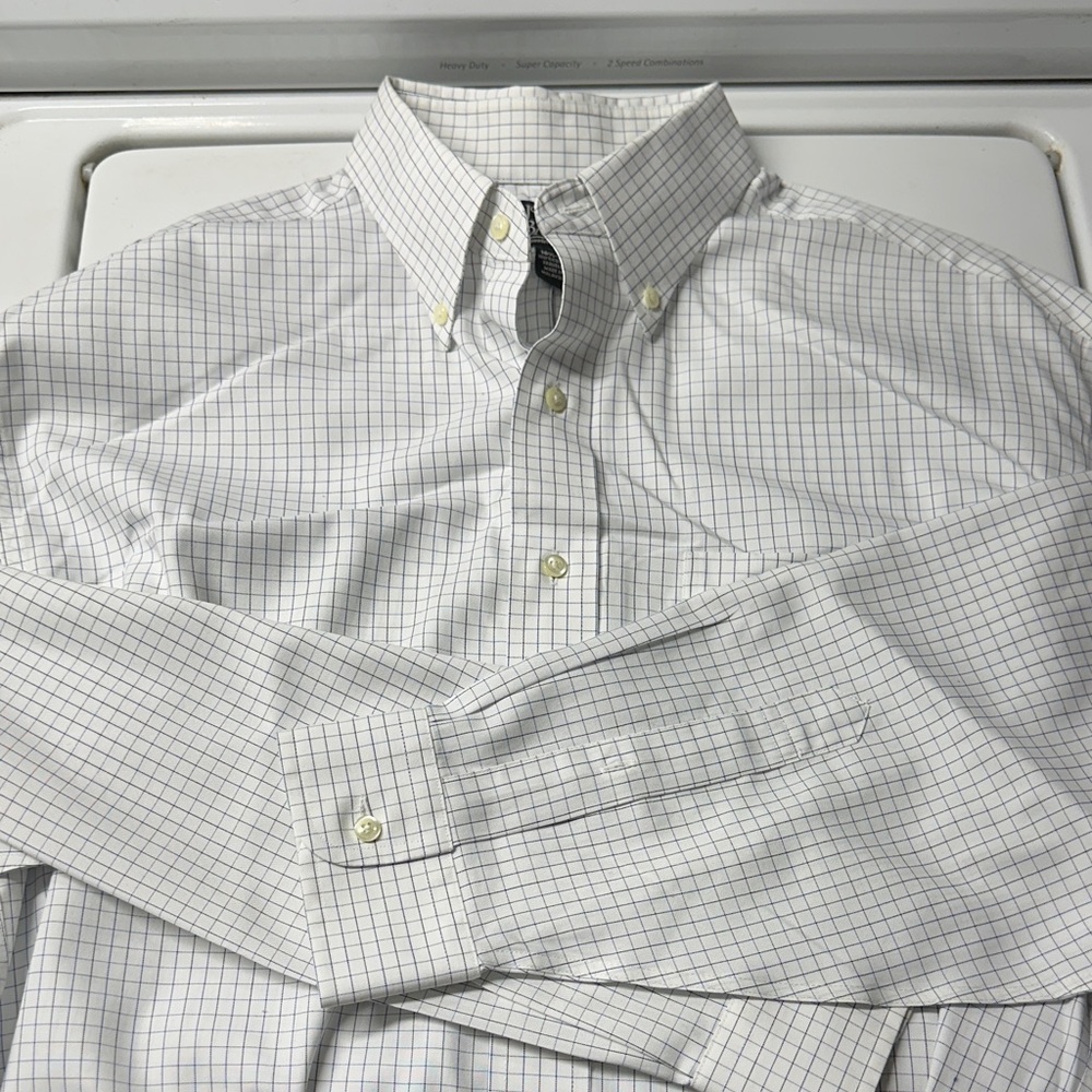 Jos. A. Bank White and Blue Checkered Dress Shirt